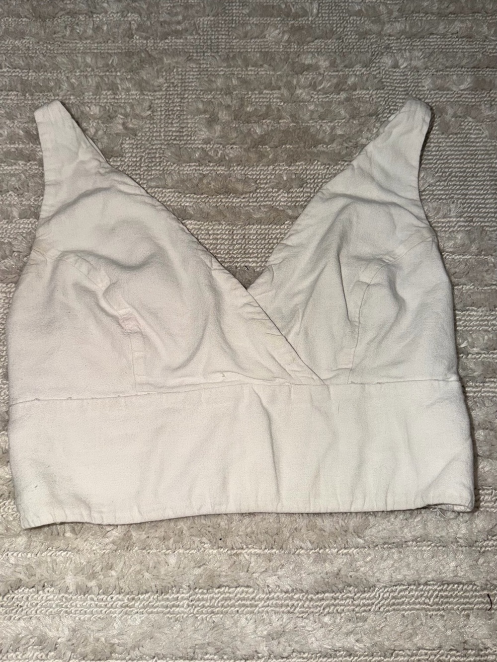 J.Galt White Cropped V-Neck Bralette Top